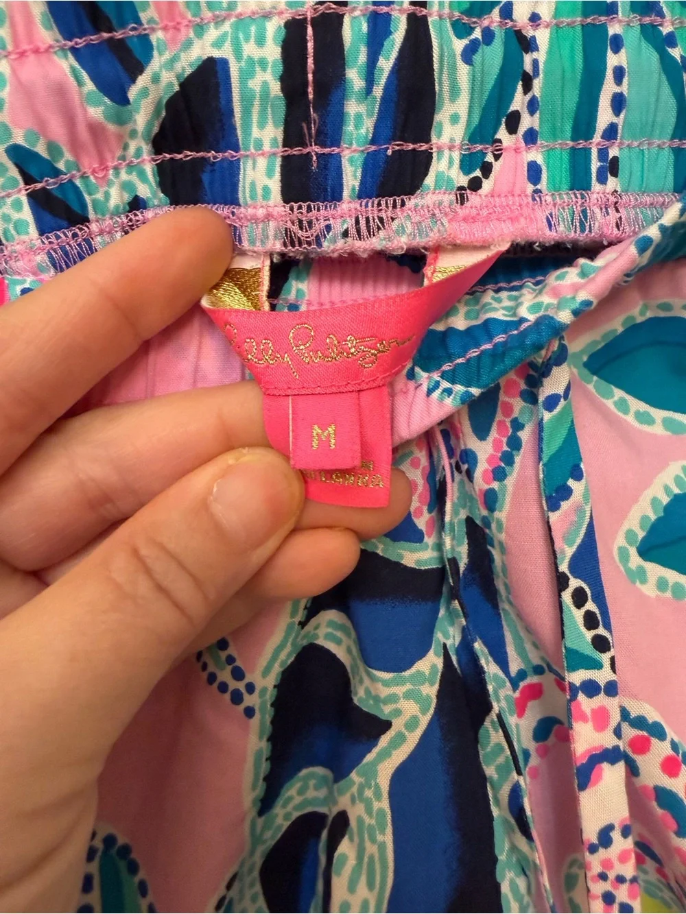 Lilly Pulitzer Pink Tropical Print Drawstring Athletic Shorts